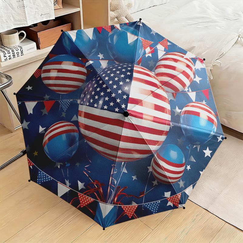 1 Stück Regenschirm mit amerikanischem Flaggen-Design, tragbarer faltbarer Regenschirm, Eisenrahmen, Rippenstruktur, Outdoor-Heim-Regenschirm