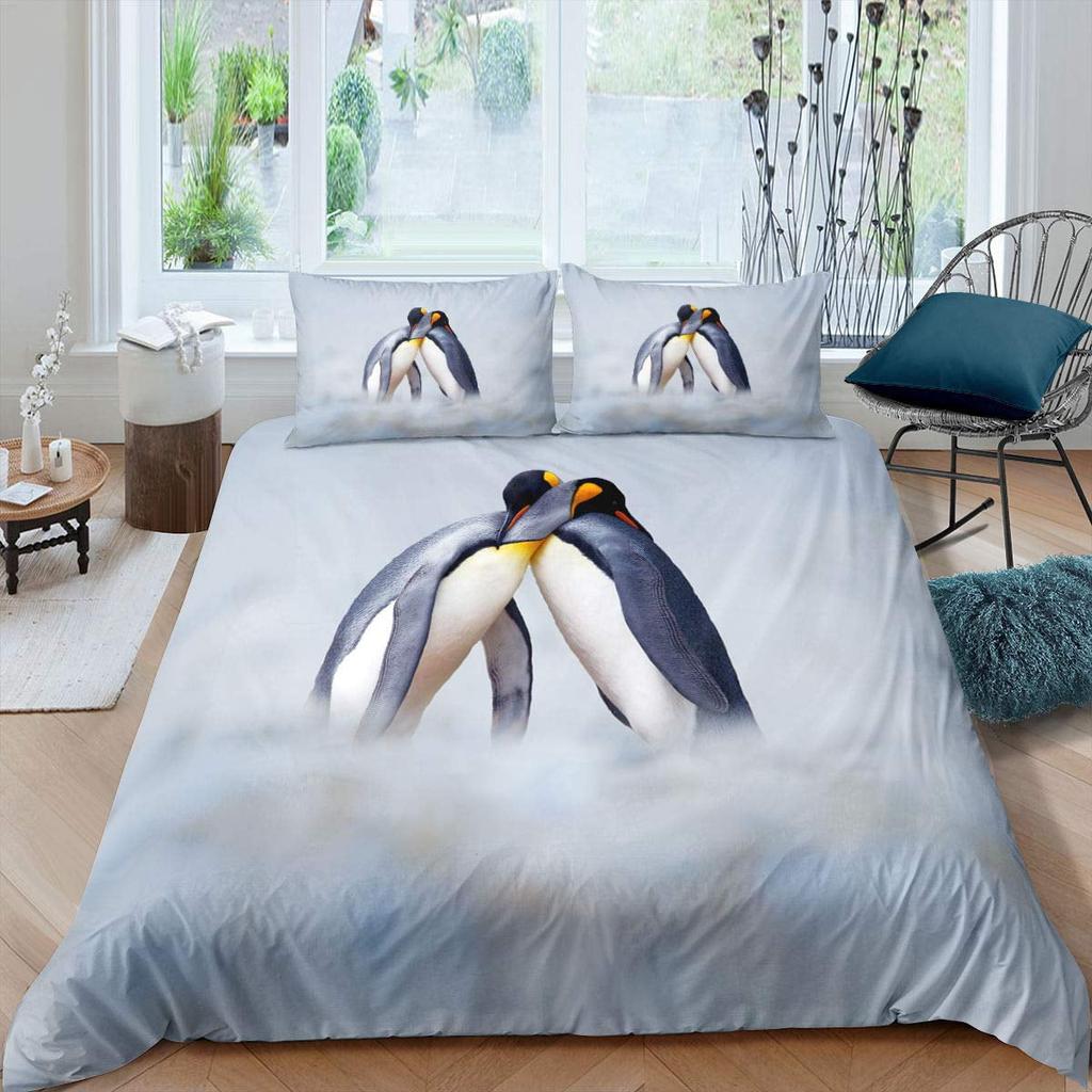 Comforter Penguin Antarctic Animals For Women Kids Boys Winter Wildlife Theme For Bedroom Ration Queen Size Comfortable