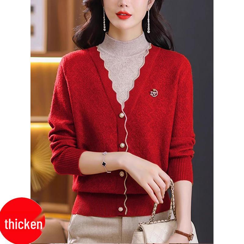 Women's High Neck Layered Knit Sweater – 2025 Autumn/Winter Fashion