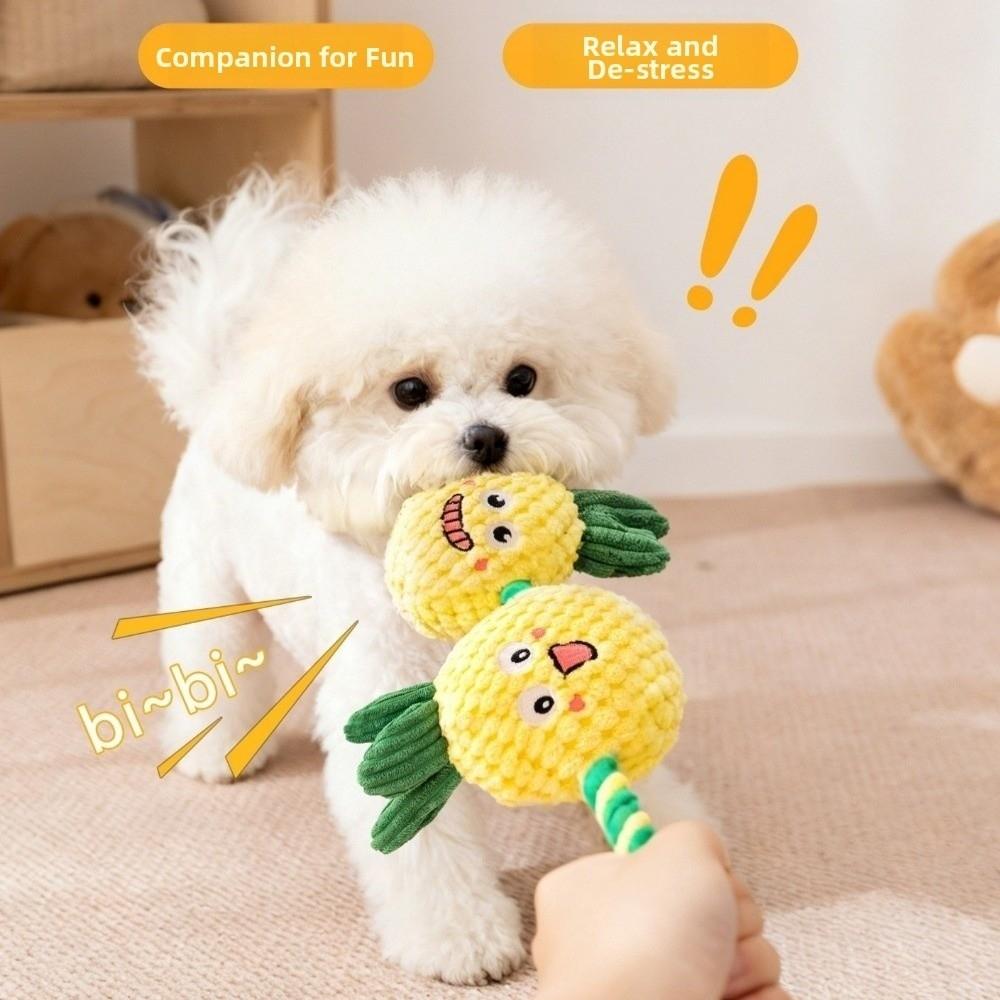 Bite-resistant Dog Plush Toy Builtin Squeaker Chew Dog Dental Cleaning Toy Fruit Shape Sound Making Dog Sound Squeaky Toy