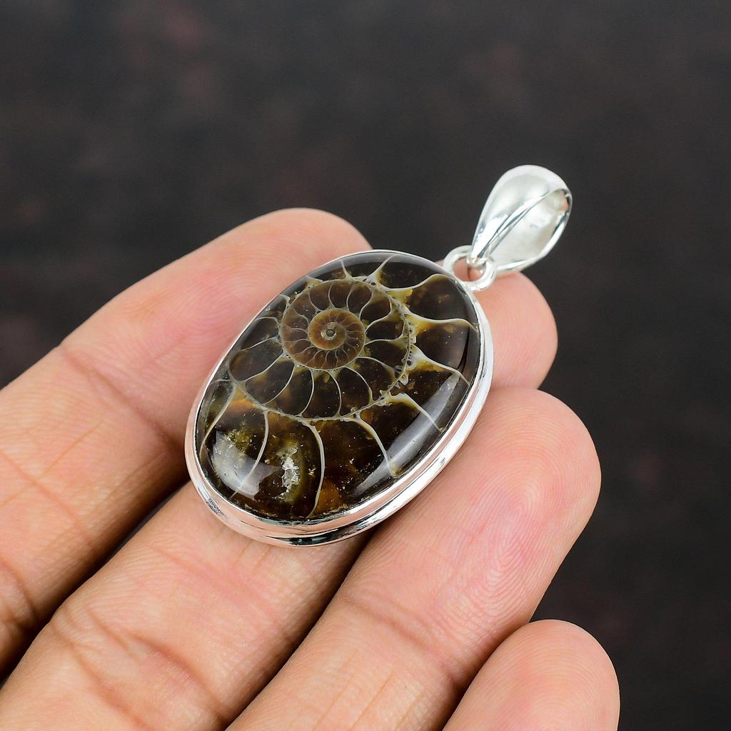 Ammonite Fossil Pendant Handmade Jewelry Gemstone Pendant 925 Sterling Silver Pendant Ammonite Fossil Jewelry Unique Pendant Gift For Mother