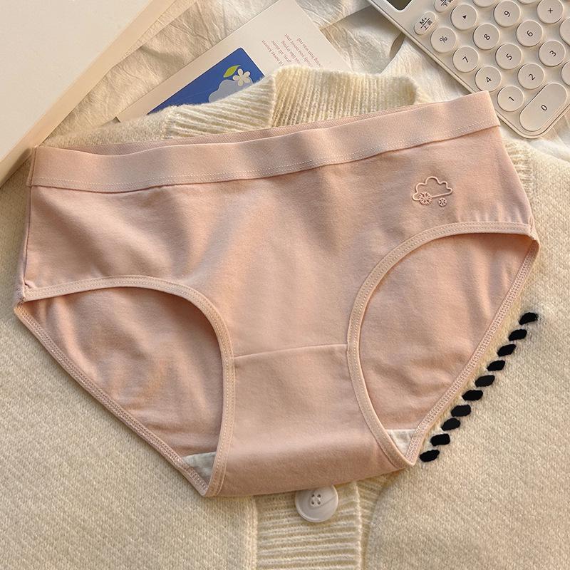 Candy-Color Seamless Cotton Mid-Waist Women's Breathable Briefs