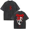 Unisex Washed Anime Berserk Guts T-shirts Swordsman Gatsu Sacrifice Zodd Cosplay T Shirt Oversized Cotton Vintage T Shirts Streetwear