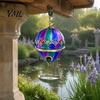 Bird Bath Feeder Hot Air Balloon Feeder, Retro Stained Glass Art with Water Patio Tray, Hanging for Outdoor Garden Backyard Feeding Station