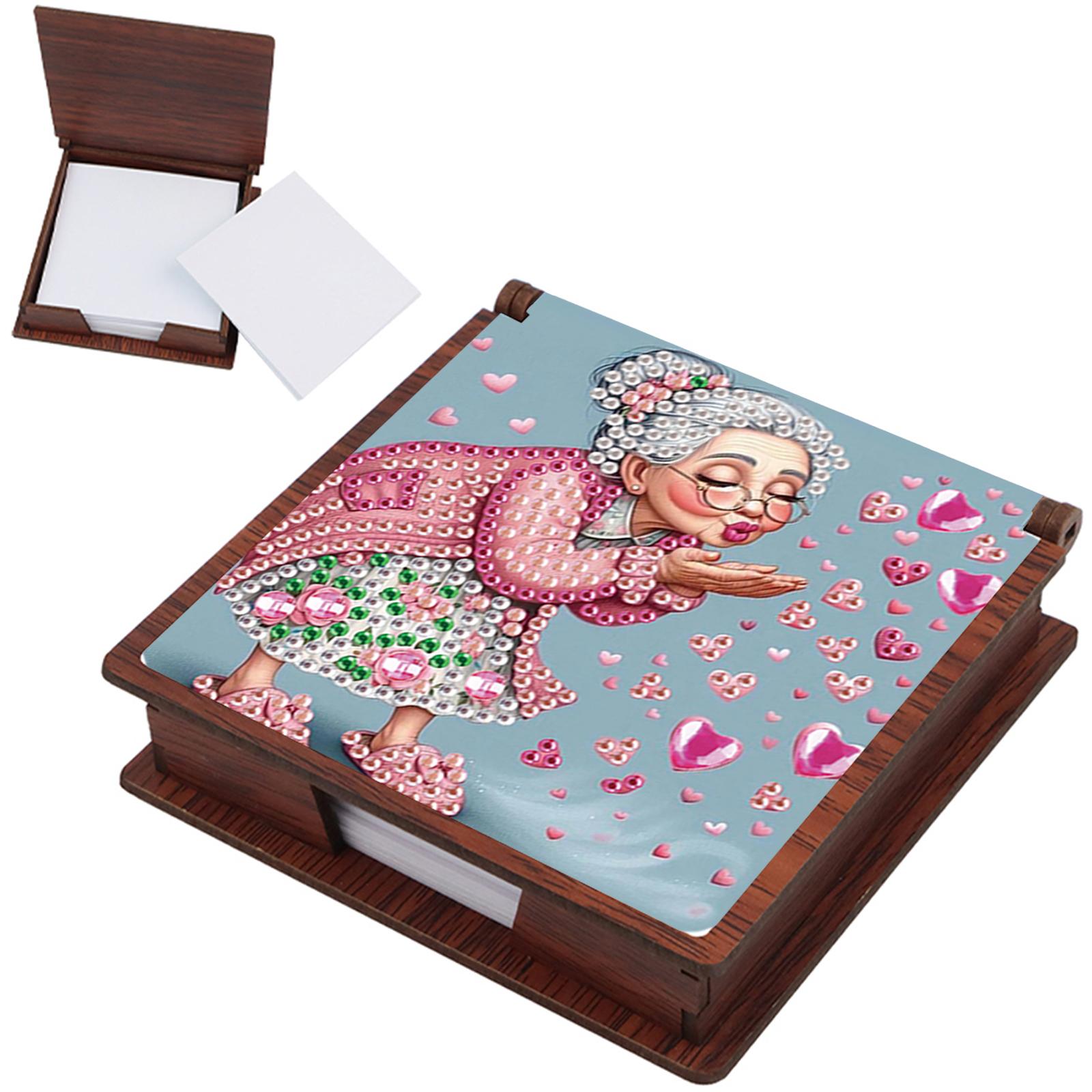 

Wooden DIY Diamond Painting Kit Note Box Contains 160 Sheets of Paper Memo Paper Storage Box Diamond Art for Office Desk