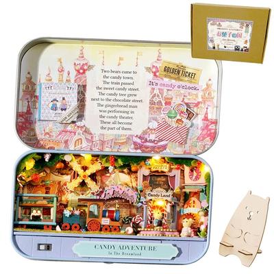 Moin Moin Dollhouse Miniature DIY Kit Set Japanese Dreamland Bear Teddy Bear Trinket for Sweets LED Light Display Stand Land Candy 2302dh373 [Includes