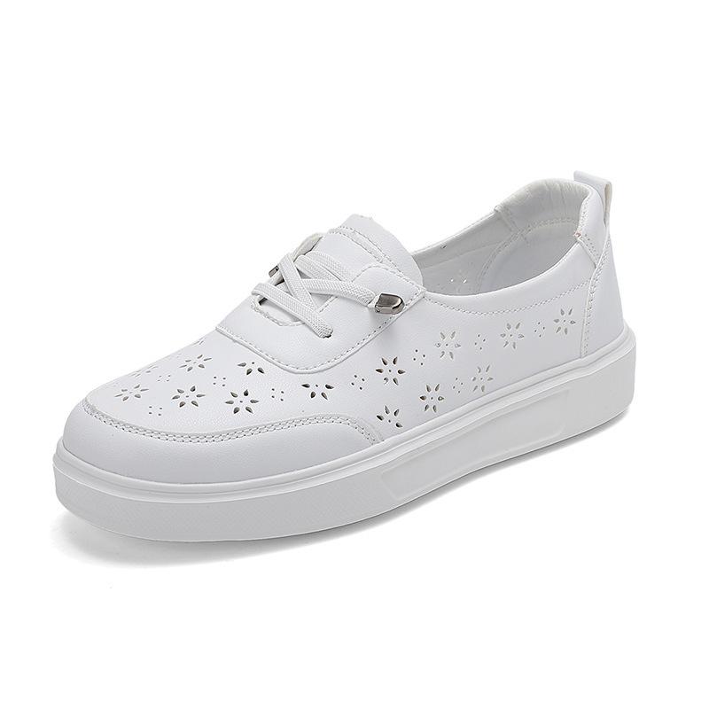 Summer little white shoes women's new fashion soft sole comfortable hollow breathable women's shoes flat breathable casual board shoes
