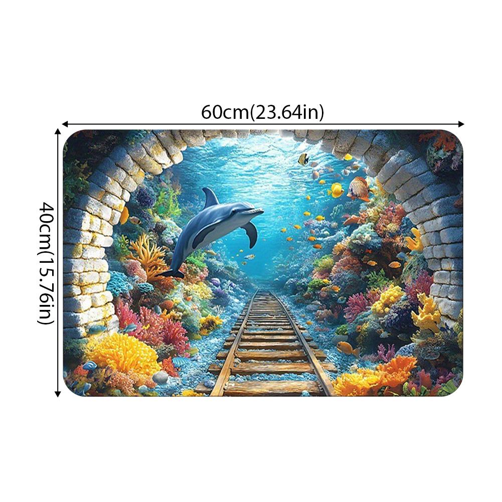 40x60cm 3D Visual Diatom Mud Floor Mat Stain Resistant Easy Maintenance Absorbent Non-Slip Foot Pad for Bathroom Or Door