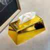 Durable Luxury Desktop Paper Box Plastic Golden Octagonal Napkin Holder Decorative Napkin Paper Case Home Use