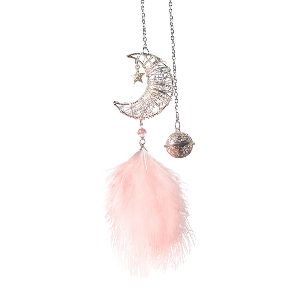 Car Decorations For Interior Rearview Mirror Handmade Nature Feather Moon Dream Catcher Ornament Traditional Bohemian Car