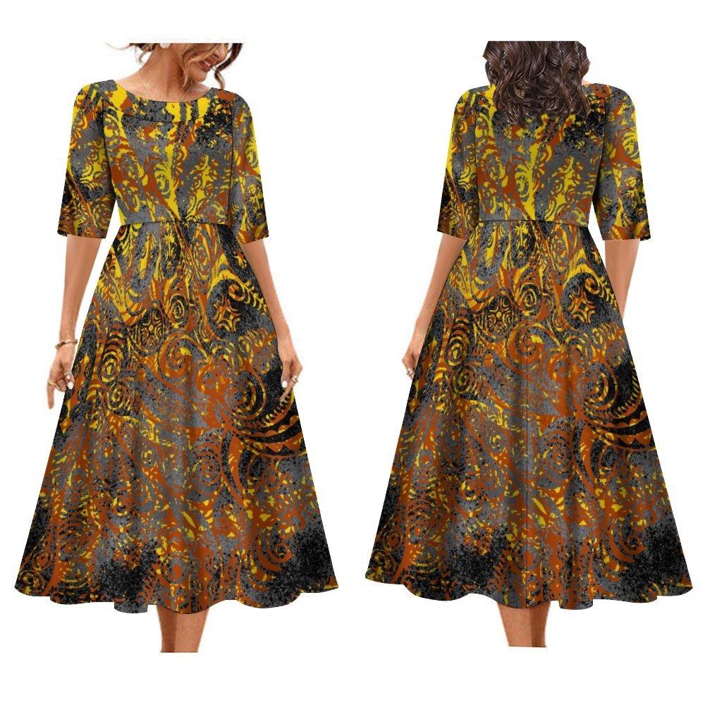 2025 Women's Dress Summer Short Sleeve High Quality Dress Soft Fabric Art Maxi Summer Polynesian Custom Maxi Dress