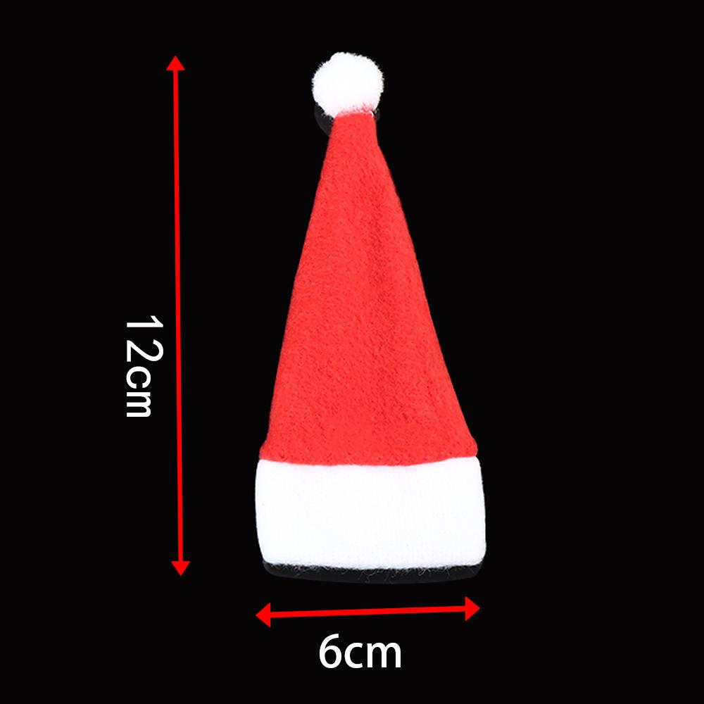 10PCS/Set Tableware Holder Red Santa Hat Spoon Fork Bags Christmas Hat Cutlery Bag Silverware