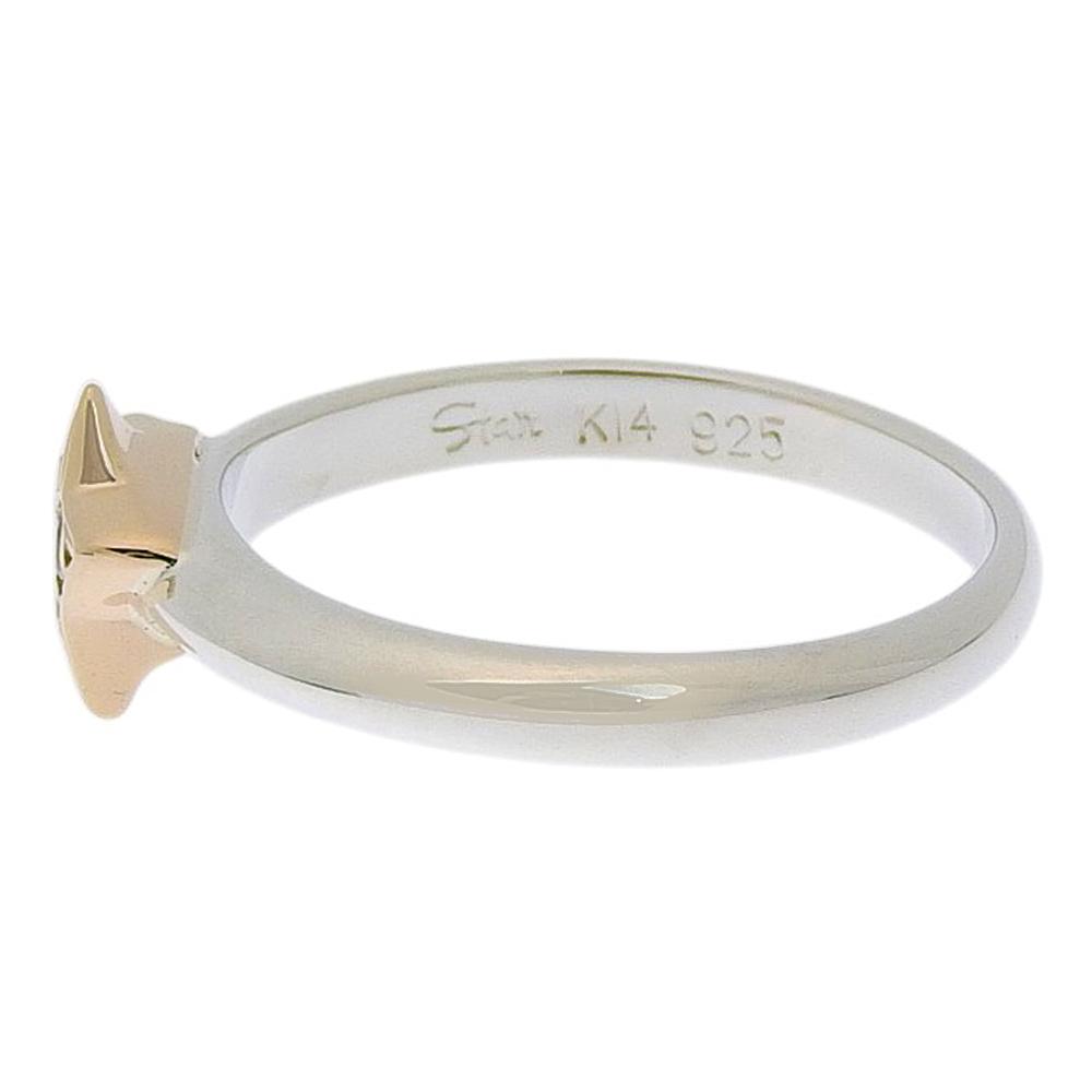 STAR JEWELRY Star motif Ring K14 Yellow Gold/Silver925/diamond #5.4(US Size) 2.2g Women Used