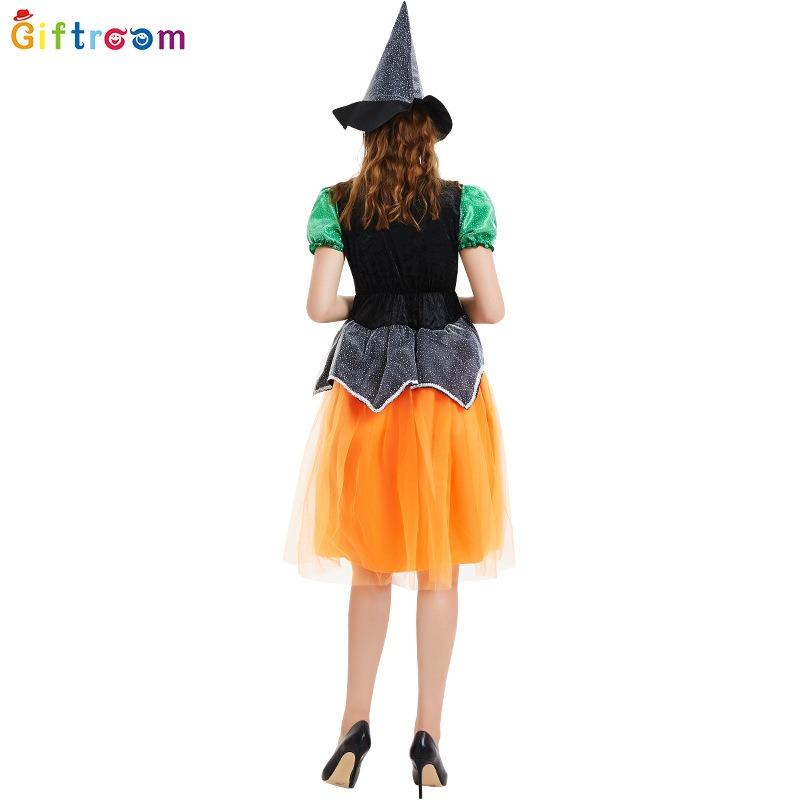 Western Carnival Adult Costume Witch Irregular Skirt Dress Set Holiday Party Witch Show Costume