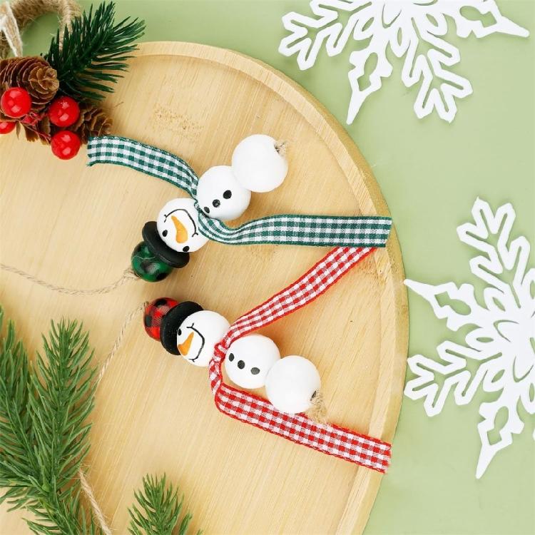 DIY Crafts Decorations Winter Wooden Beads Christmas Beads Kits with Rope Ribbon