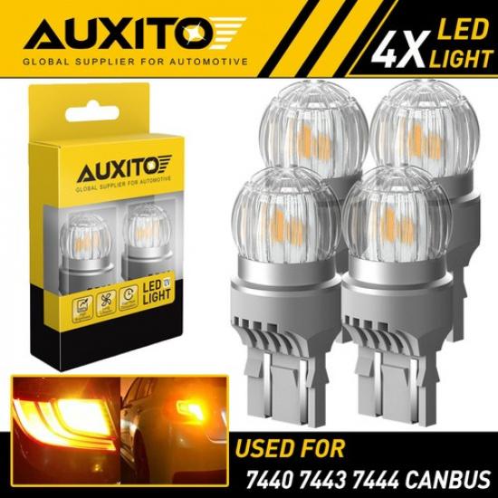 4X 7443 7440 7441 LED Amber Yellow Turn Signal Blinker Corner Light Bulbs 6T EOA