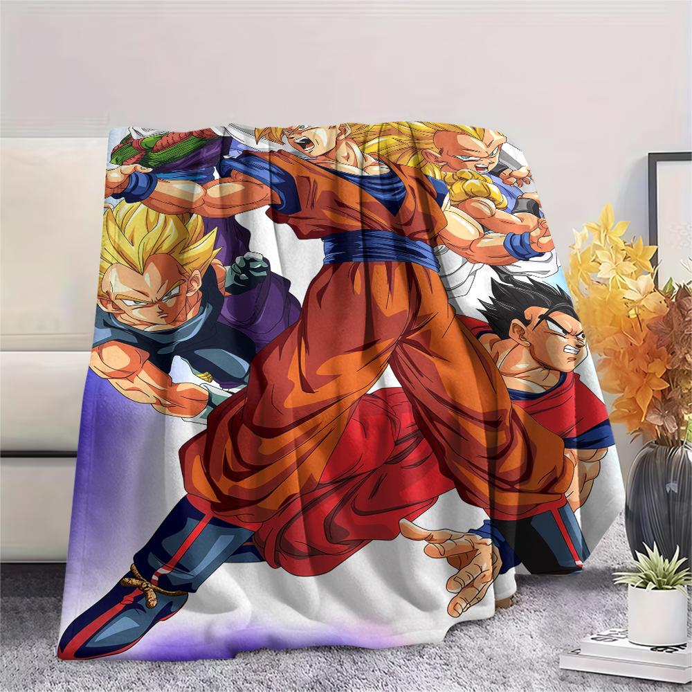 Dragon Ball Goku Pattern Flannel Blanket, High Quality Comfortable for All Seasons, Home Decor, Warmth and Comfort, Perfect for Gifts.