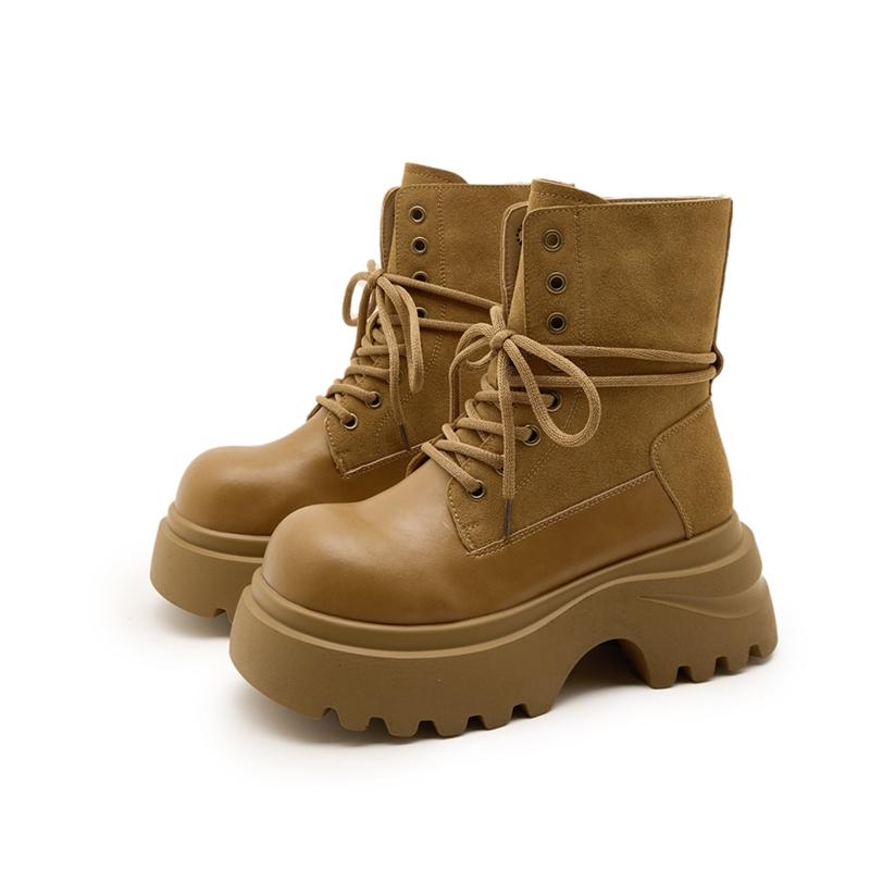 New Women's Ankle Boots and Booties Thick-soled Casual Boots Women Large-Size Round-Toe Motorcycle Boots female
