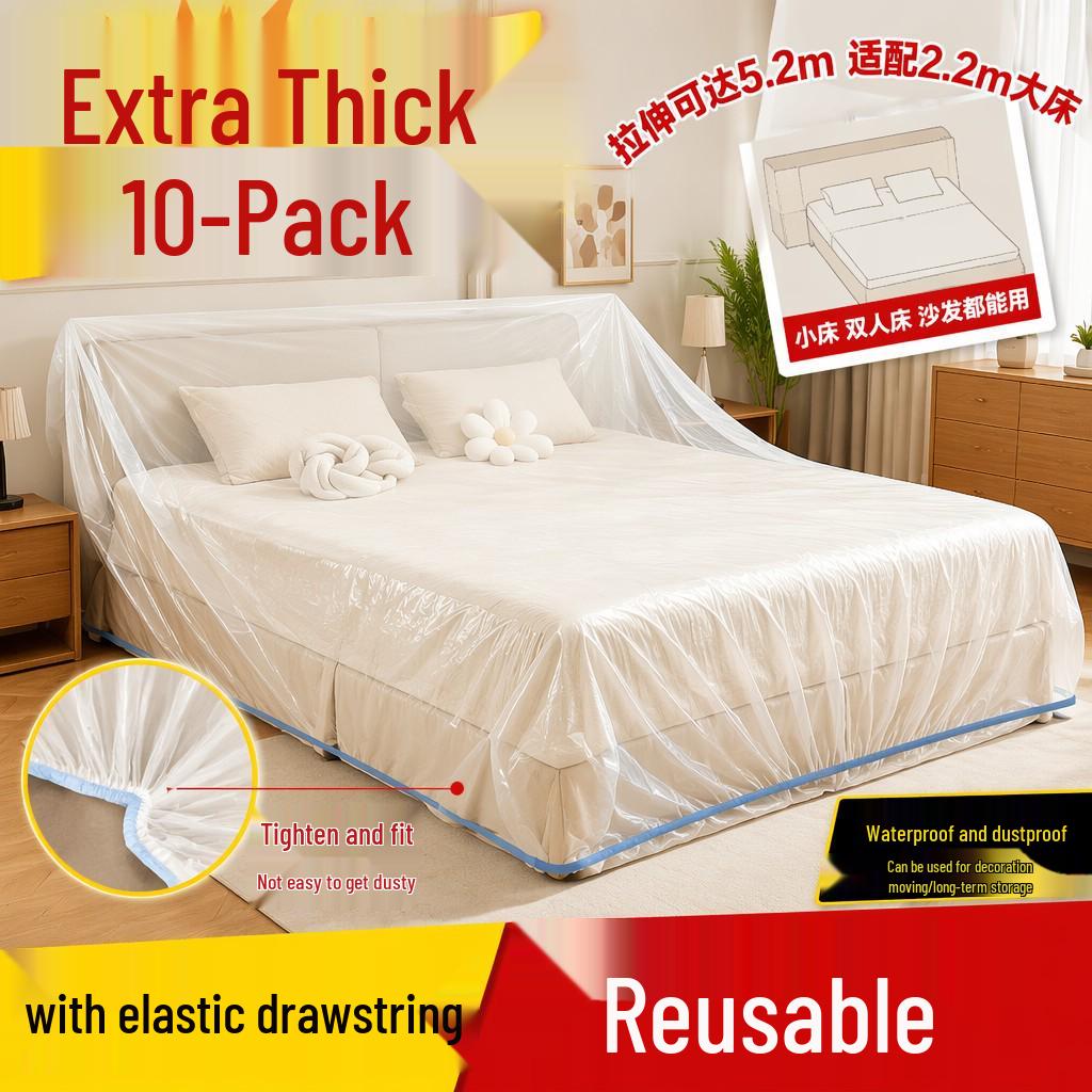 Elastic Dustproof Sofa and Bed Cover with Cinch Bands for Dorm Furniture