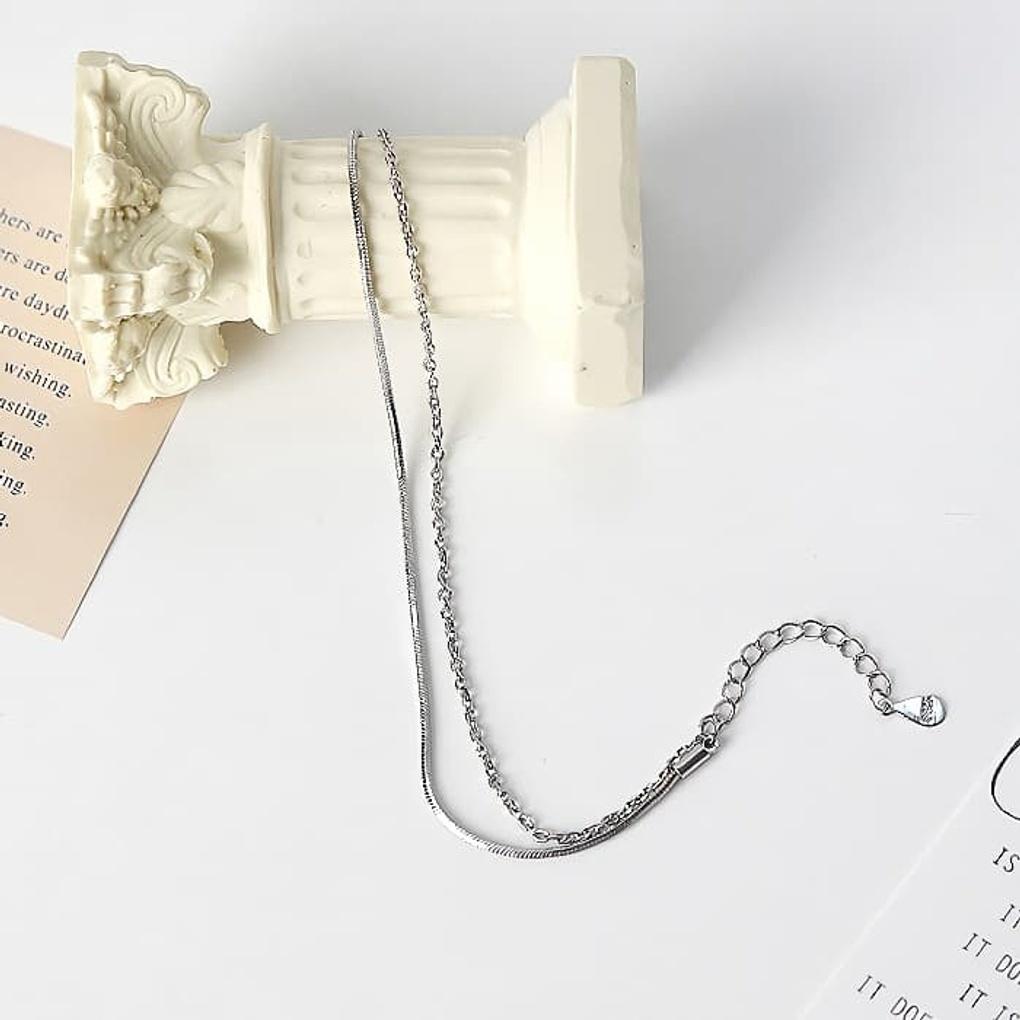 

Women s Bracelet Anklet Chain Daily Layered Snake Thread Double Row Silver