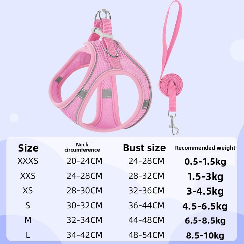 Hundeleine, Haustierbedarf für Brust und Rücken, Westenartiger Haustierbrust- und Rückenriemen, Reflektierende und atmungsaktive Katzenleine