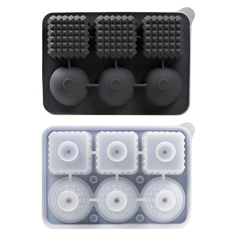 Large Silicone Ice Cube Tray, 3 Large Crystal Cubes and 3 Spherical Golf Ice Trays, with Fun Shaped Ice Maker Molds, 6 Hole Ice Mold with Funnel