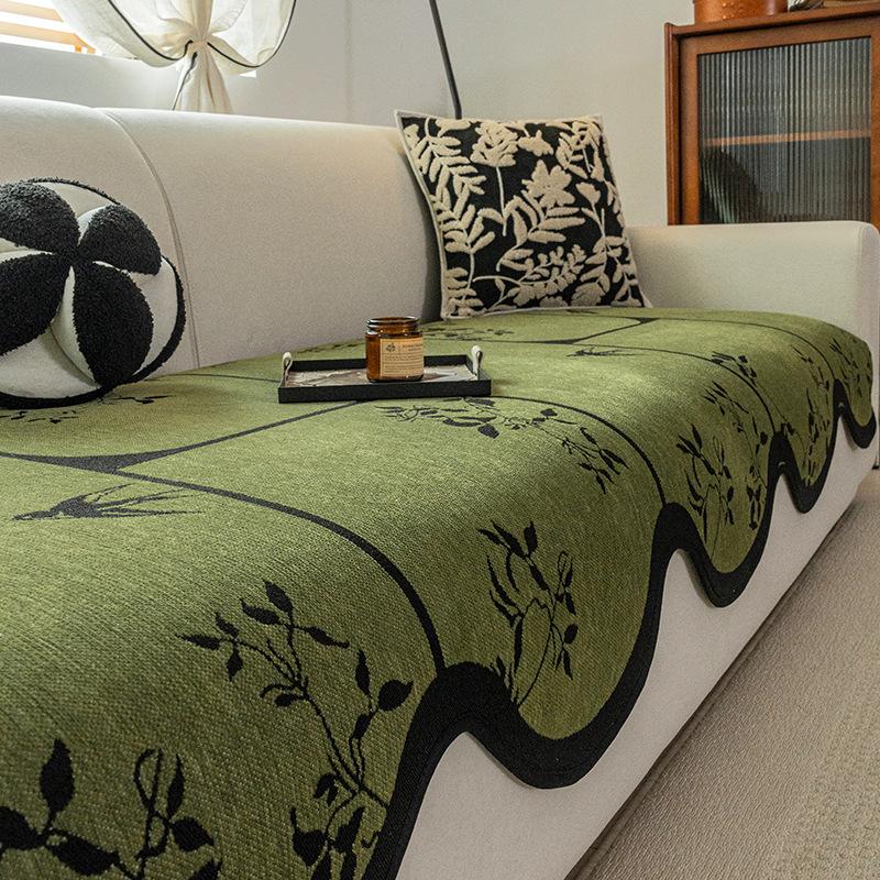 Средневековая ретро специальной формы шенилловая подушка для дивана 2025 новая легкая роскошь высокий класс фиксированная нескользящая кожаная подушка для сиденья дивана 9070 1936₽