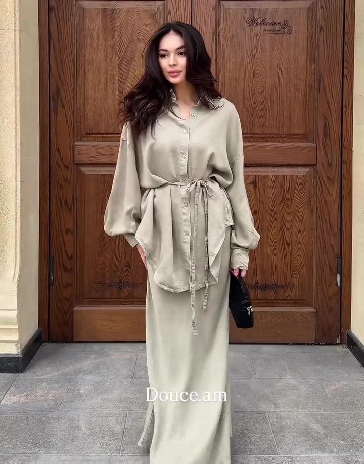 

2025 Autumn Casual Long Sleeve Elegant Dress Set L