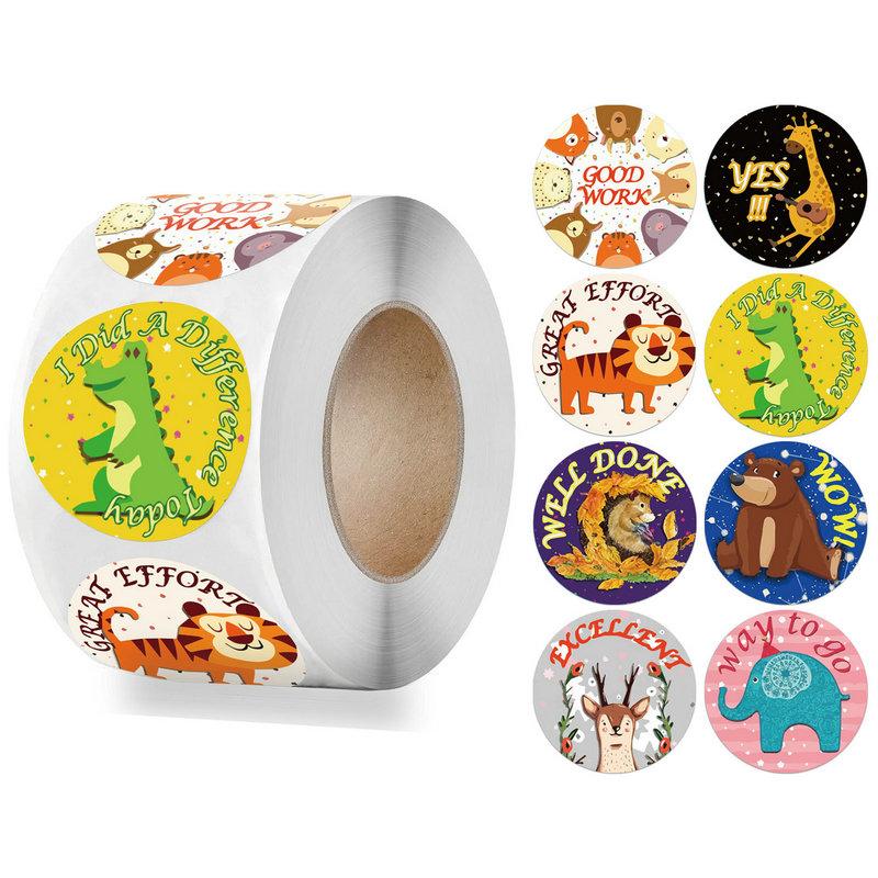 Wholesale Dinosaur Animal Kids Camaraderie School Teacher Gift Reward Stickers Party Fun Cute Self-Adhesive Labels 50-500Pcs