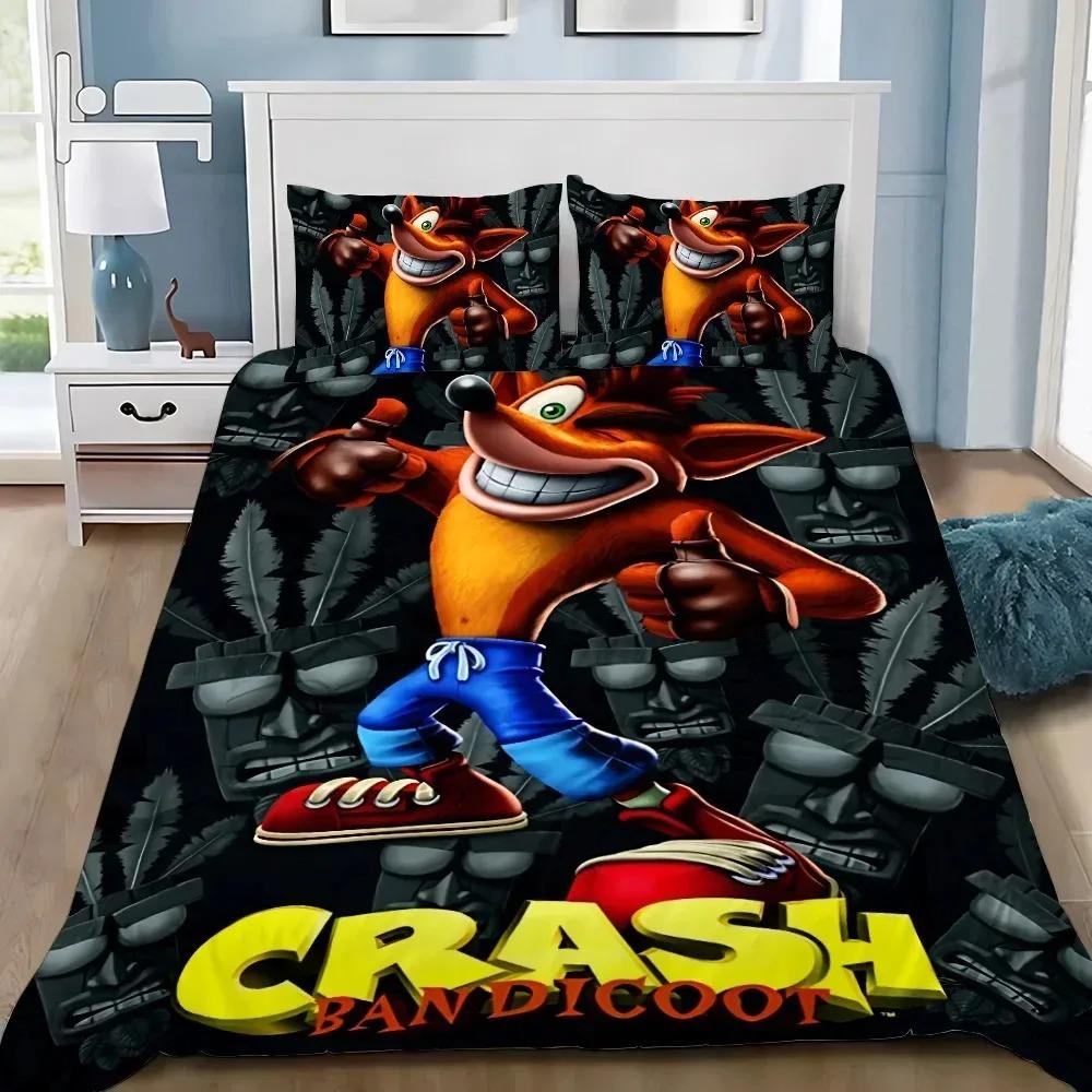 Cartoon 3D Printed Crash Bandicoot Bedding Set game Duvet Cover Pillowcase Single Twin Full Queen Size For Kids Bedroom Decor
