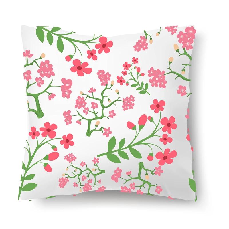 Nordic Floral Print Pillowcase 45x45CM Sofa Office Seat Car Cushion Cover Creative Ornament Bedroom Room Home Decoration