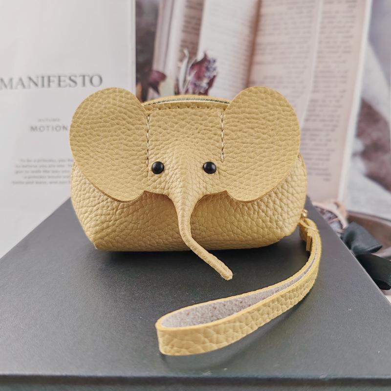 Baby elephant bag pu change bag bag pendant key ring creative card bag lipstick zipper bag