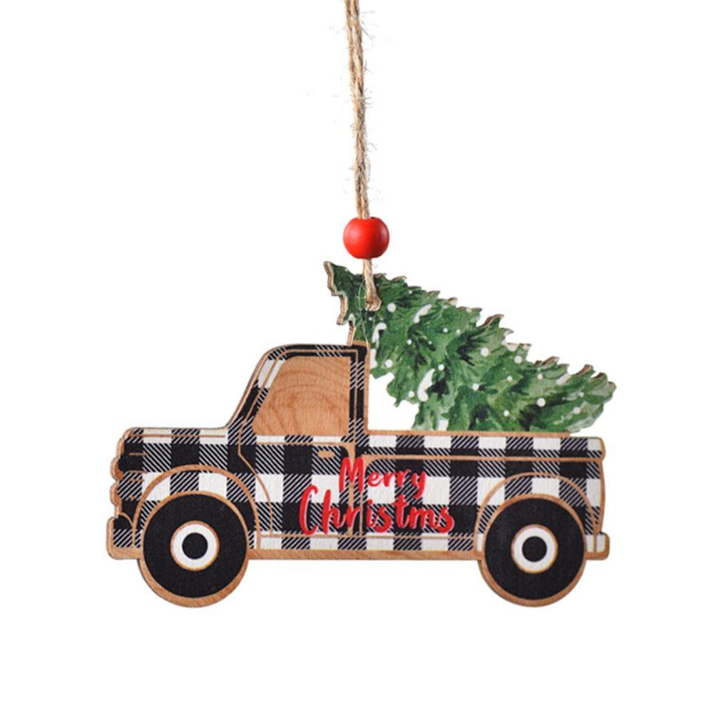 Sled/Plaid Car Christmas Wooden Car Pendant Hanging Christmas Decoration  Friends