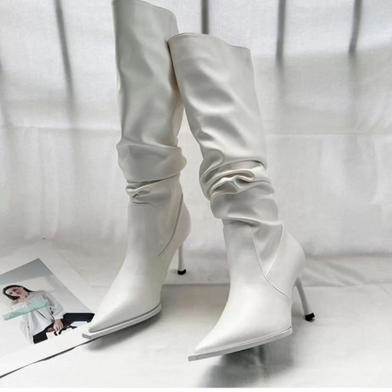 Fashion Women's High-heeled Boots Sexy Pointed Toe High Heels Leather Boot Fashion Knee High Boots for Women Elegant Dancing Party Pumps