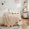 Ruijing Four Seasons Nordic Pom-Pom Chenille Knit Blanket & Cushion Set