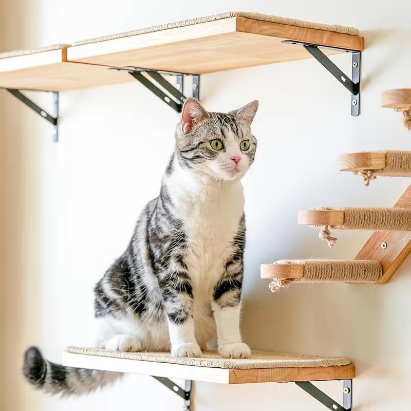 Wall-Mounted Wooden Cat Base Cat Tree Cat Wall Furniture Wall-Mounted Floating Wooden Cat Shelf