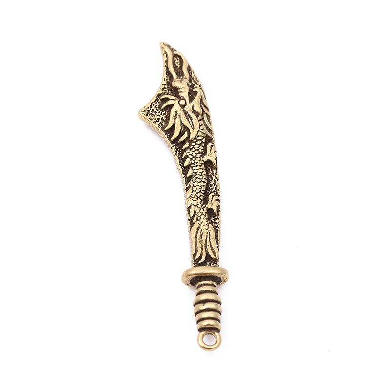 Antique Bronze Dragon Tachi Keychain Pendant