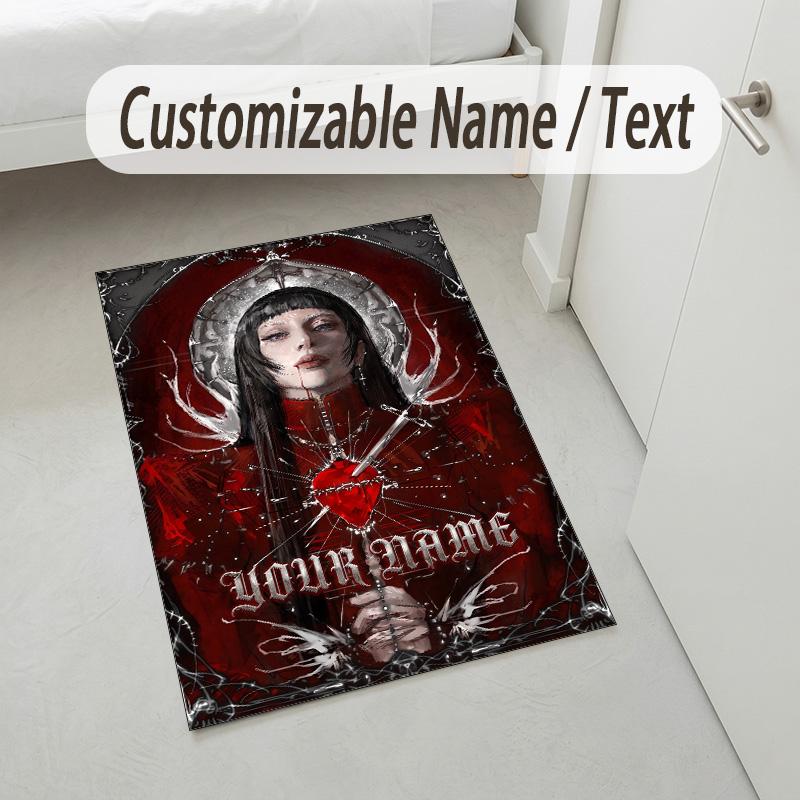 Personalized Crystal Velvet Carpet,Lady Gaga Custom Printed Name, Plush Area Rug For Home Indoor Decor