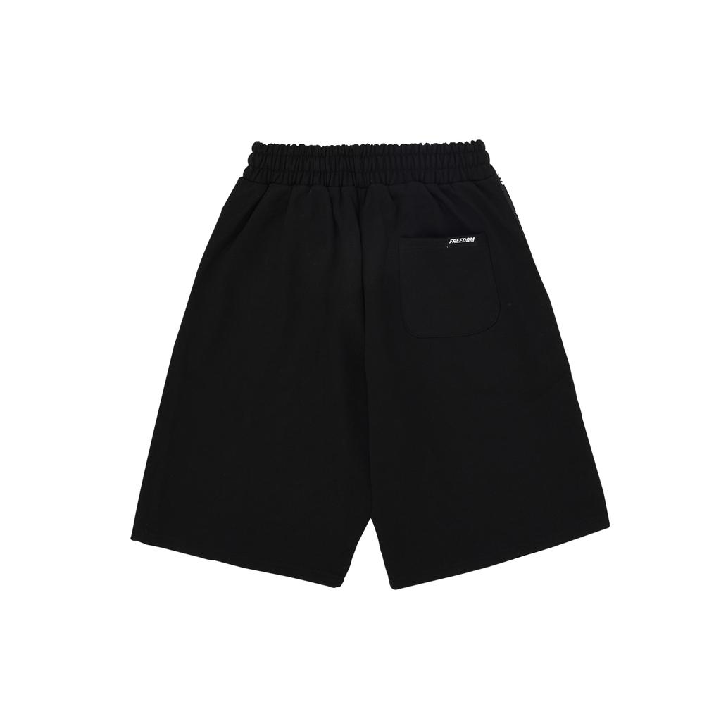 FREEDOM Lettering Bermuda Cotton Shorts (Black)