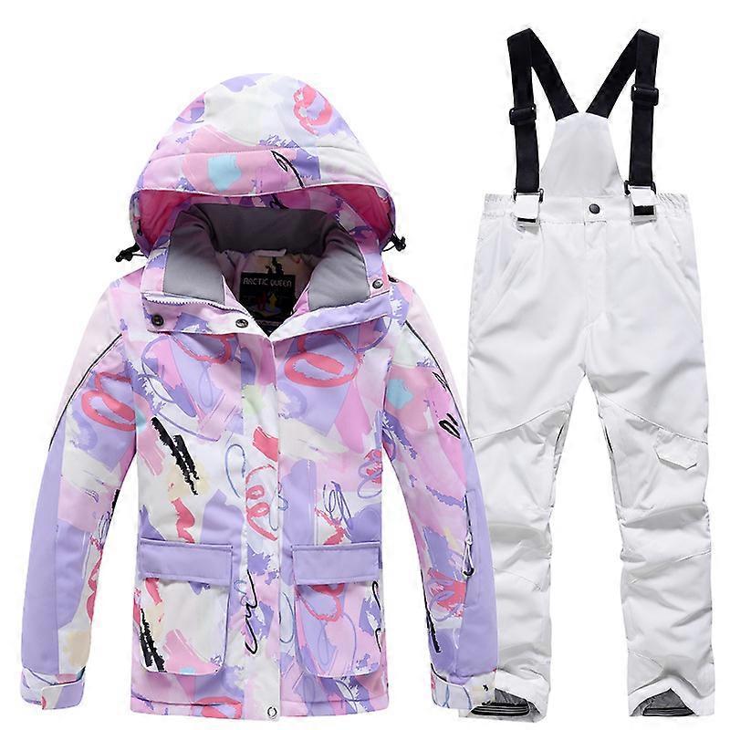 Winter -30 Children Ski Suit Professional Skiing Snowboarding Kids Jacket and Pants Warm Waterproof Snow Suit - 1022 Set