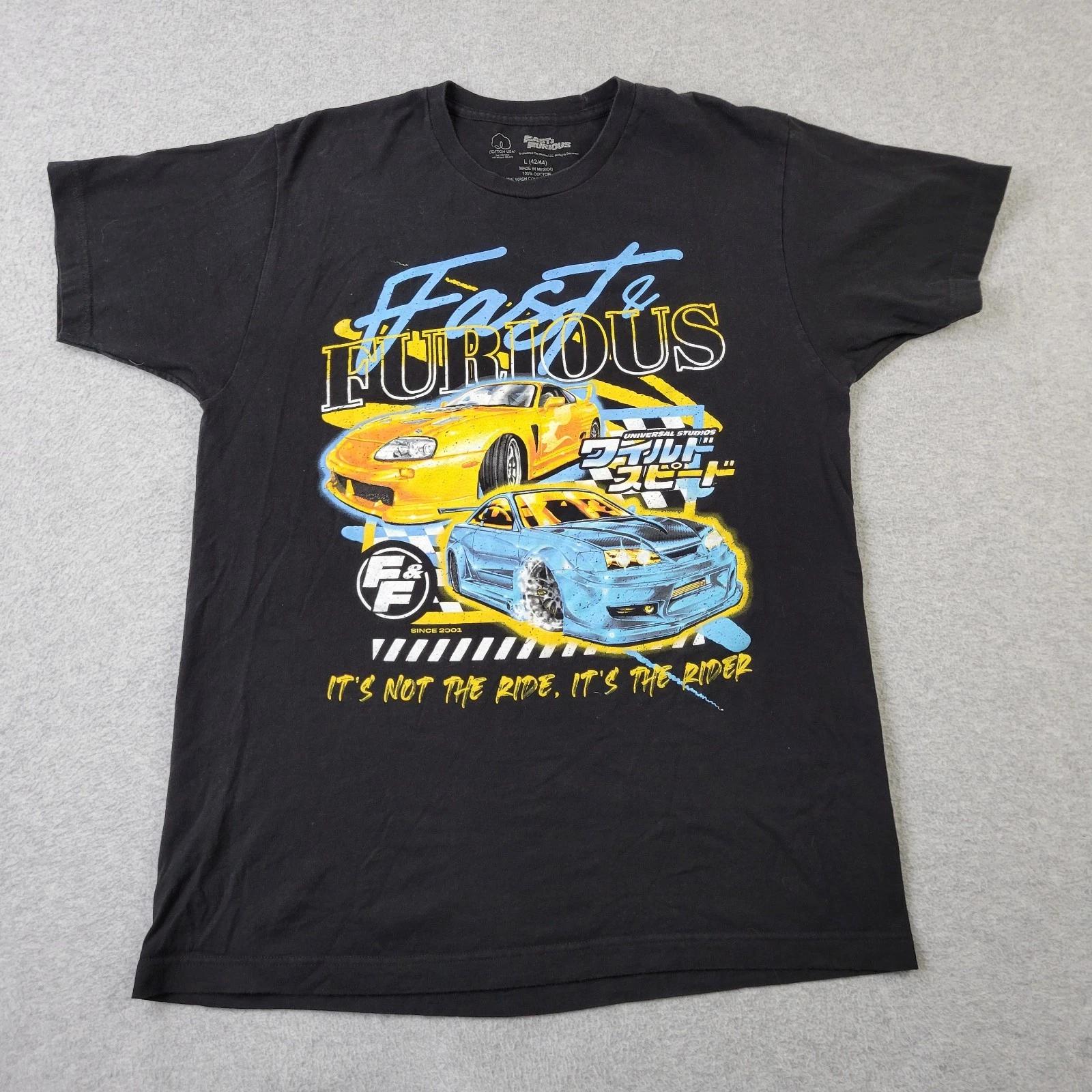 Fast & Furious Shirt Mens Large (42/44) Black Graphic Universal Studios Japan 2XL