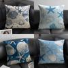 Ocean Animals INS Cushion Cover Natural Linen Organic Fabric DoubleSided Printing Sofa Home Decor Gift Pillow Case