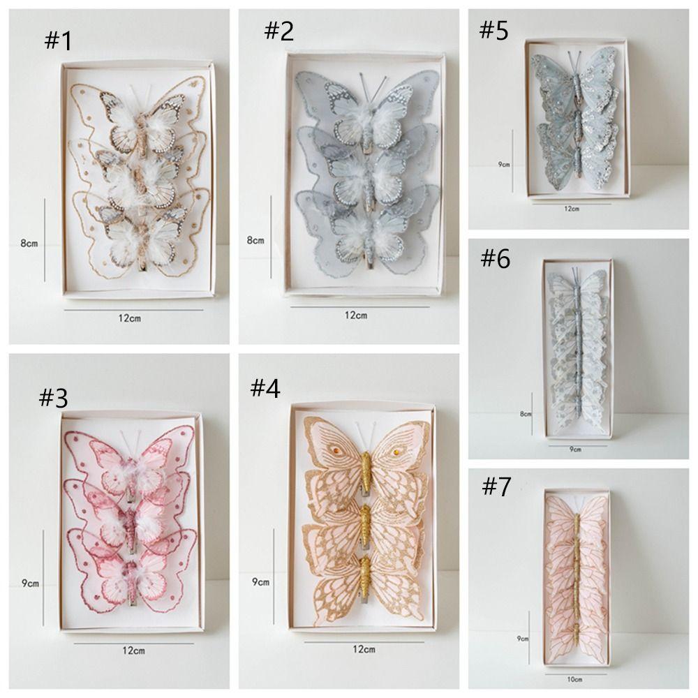 Plastová vánoční třpytivá motýlí přívěsek DIY vánoční stromek závěsná dekorace domácí vánoční výzdoba