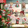 12pcs Christmas Cat Tree Decorations - 2D Plane Wooden Festivals and Party Decorations Elegant Wooden Plaques Holiday Home Decor