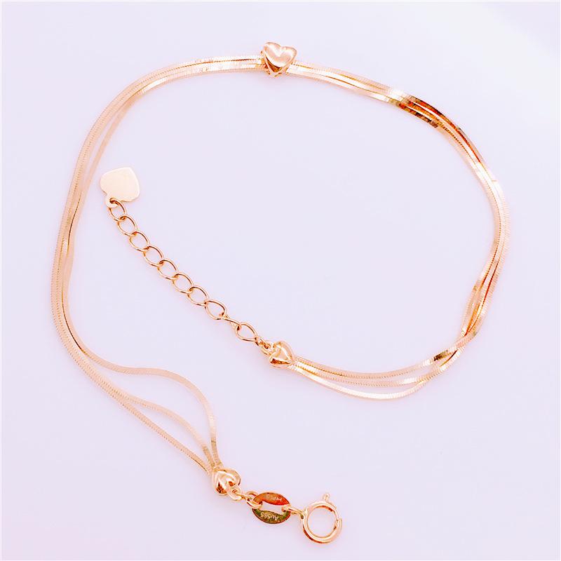 Pure Purple Gold Bracelet, Rose Gold Plated, Versatile Japanese And Korean Simple Love Snake Bone High-End Bracelet