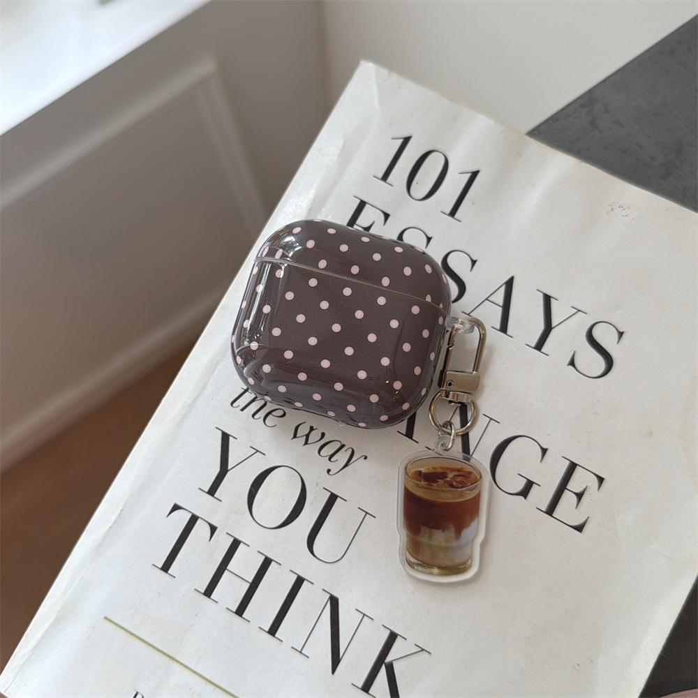 Applicable to Apple AirPods 1 /1 generation simple brown polka dot earphone cover PRO1 cute coffee cup pendant PRO1