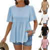 Women's Fashion Solid Color Round Neck Short Sleeved Casual Short Shirt Top