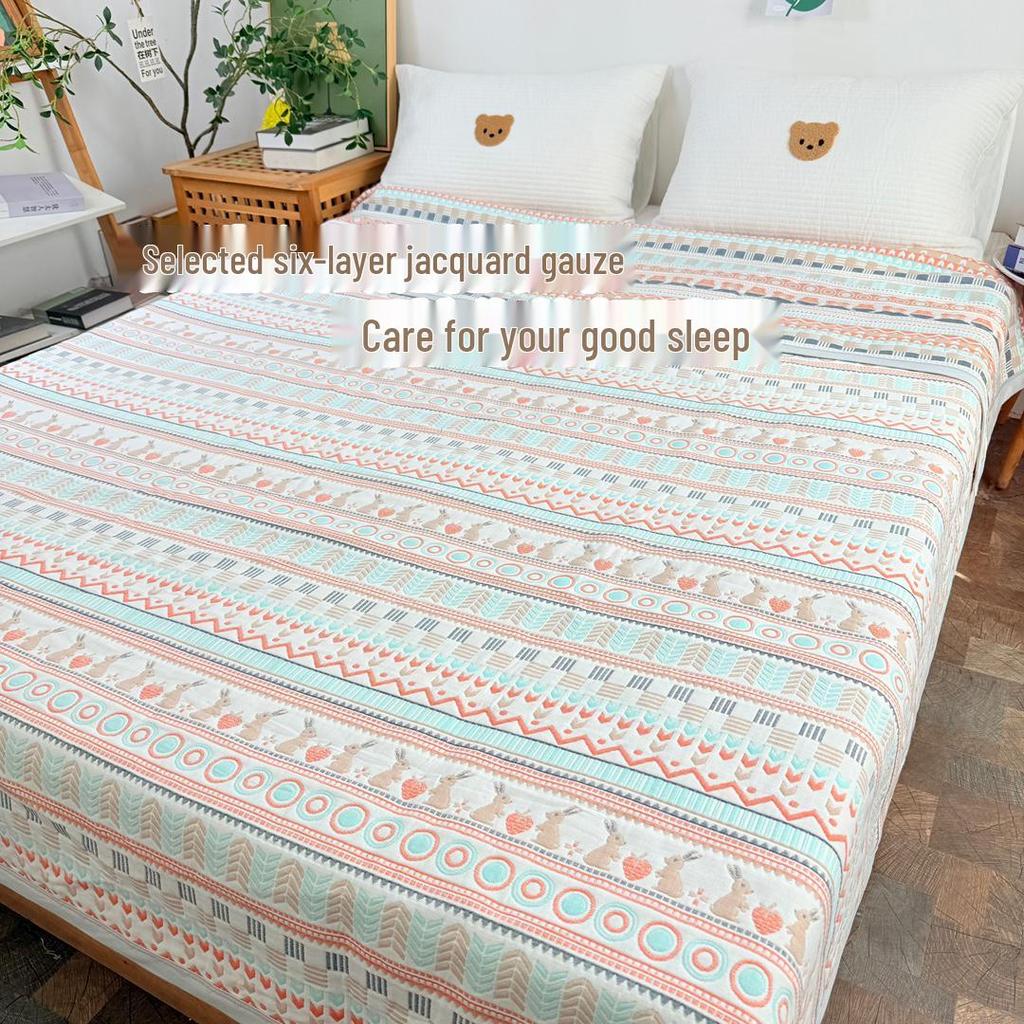 Pure Cotton Six-Layer Gauze Mat: Cool, Soft, and Thick - Perfect for All Seasons, Babies, and Dorm Beds