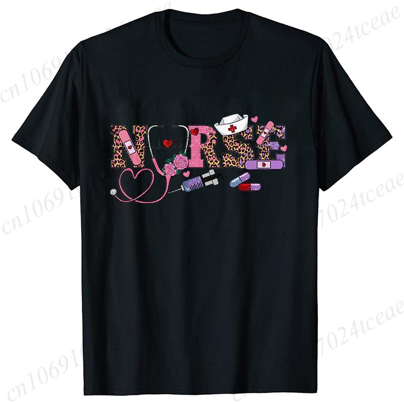 New Women T Shirt Pullover Oversize Valentines Day Love Nurse Print T-Shirt Casual Short Sleeve Women T-Shirt Nurse Tees Gifts