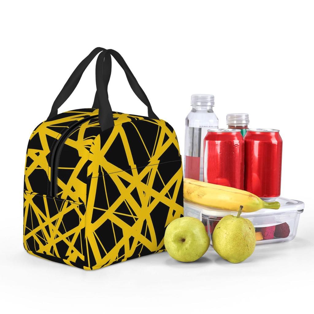 EVH Authentic Stripes Design Insulated Lunch Bag for Women Kids Leakproof Food Boxes Thermal Lunch Box Tote